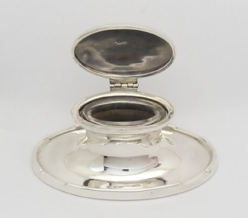 STYLISH SILVER INKWELL PEN REST WITH LINER BIRMINGHAM 1930 - ADDITIONAL PHOTO 1