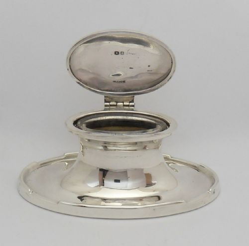 STYLISH SILVER INKWELL PEN REST WITH LINER BIRMINGHAM 1930 - ADDITIONAL PHOTO 2