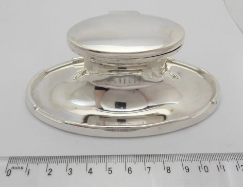 STYLISH SILVER INKWELL PEN REST WITH LINER BIRMINGHAM 1930 - ADDITIONAL PHOTO 5