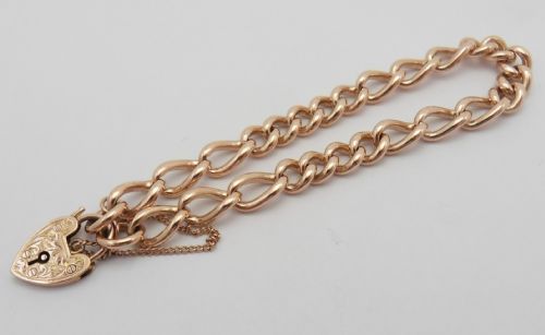EDWARDIAN 9CT ROSE GOLD HEART CLASP BRACELET - ADDITIONAL PHOTO 2