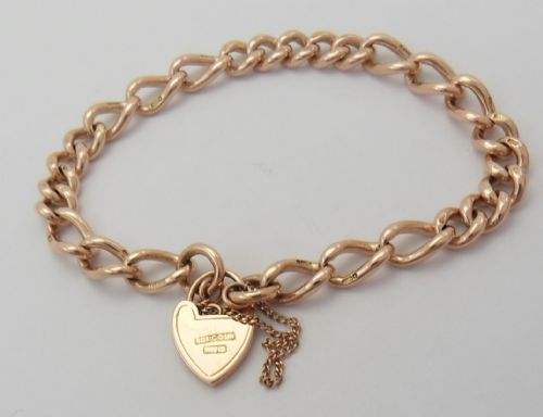 EDWARDIAN 9CT ROSE GOLD HEART CLASP BRACELET - ADDITIONAL PHOTO 7