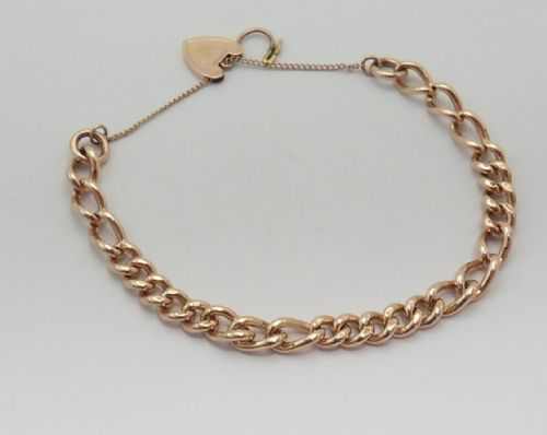 EDWARDIAN 9CT ROSE GOLD HEART CLASP BRACELET - ADDITIONAL PHOTO 8