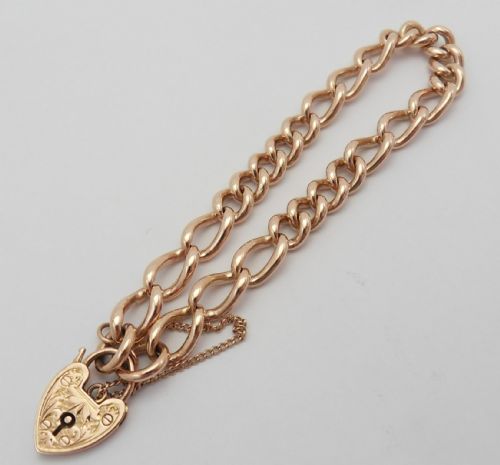 EDWARDIAN 9CT ROSE GOLD HEART CLASP BRACELET - ADDITIONAL PHOTO 9