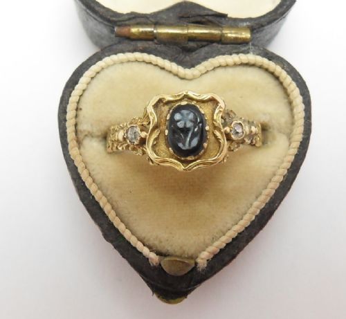VICTORIAN FORGETMENOT FLOWER CAMEO DIAMOND RING - ADDITIONAL PHOTO 10