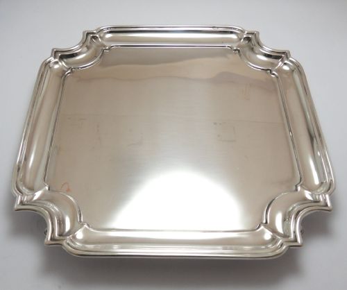 fine silver square card tray birmingham 1926 - CATEGORY: ANTIQUE SILVER - DATED 1930