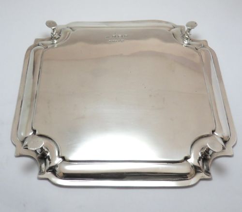 FINE SILVER SQUARE CARD TRAY BIRMINGHAM 1926 - ADDITIONAL PHOTO 3