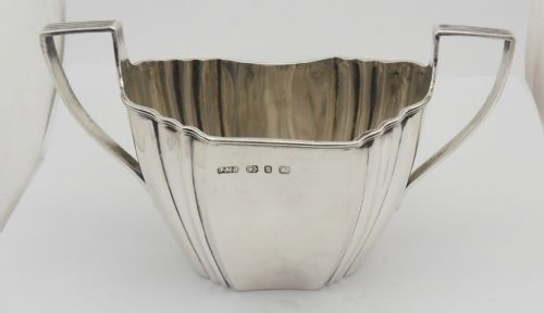 victorian fluted silver sugar bowl birmingham 1876 - CATEGORY: ANTIQUE SILVER - DATED VICTORIAN
