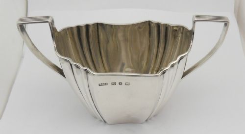 VICTORIAN FLUTED SILVER SUGAR BOWL BIRMINGHAM 1876 - ADDITIONAL PHOTO 3