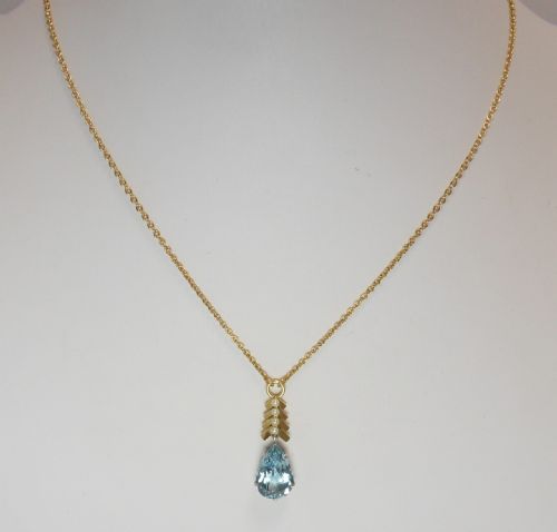 FABULOUS VINTAGE AQUAMARINE PEARL NECKLACE - ADDITIONAL PHOTO 2