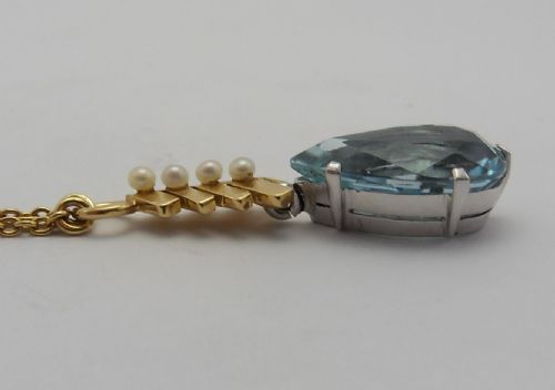 FABULOUS VINTAGE AQUAMARINE PEARL NECKLACE - ADDITIONAL PHOTO 8