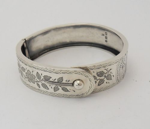 victorian silver aesthetic movement bangle - CATEGORY: ANTIQUE JEWELLERY - DATED VICTORIAN