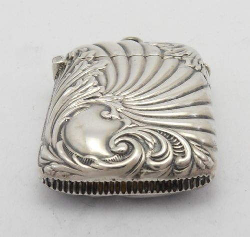 ART NOUVEAU VICTORIAN SILVER VESTA CASE BIRMINGHAM 1896 - ADDITIONAL PHOTO 1