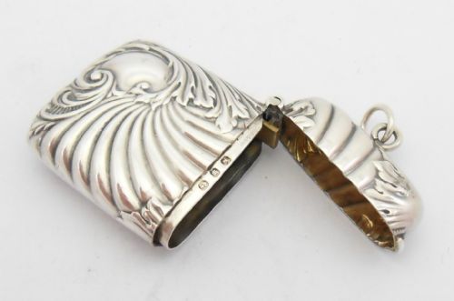 ART NOUVEAU VICTORIAN SILVER VESTA CASE BIRMINGHAM 1896 - ADDITIONAL PHOTO 4