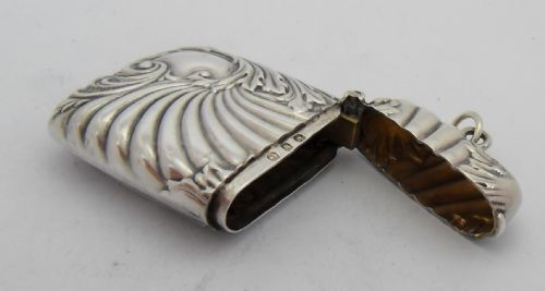 ART NOUVEAU VICTORIAN SILVER VESTA CASE BIRMINGHAM 1896 - ADDITIONAL PHOTO 5