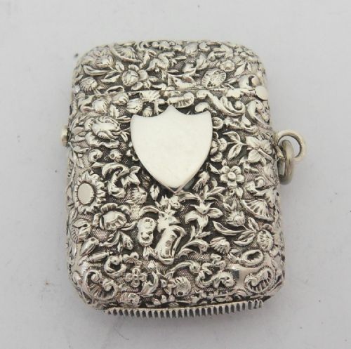 victorian spring push button silver vesta case by george unite - CATEGORY: ANTIQUE SILVER - DATED VICTORIAN