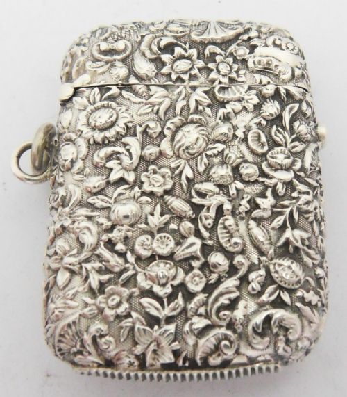 VICTORIAN SPRING PUSH BUTTON SILVER VESTA CASE BY GEORGE UNITE - ADDITIONAL PHOTO 5