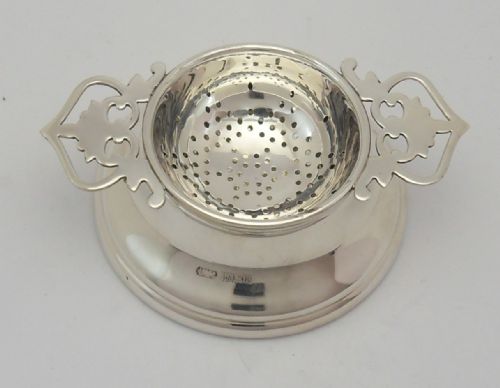 SUPERB SILVER TEA STRAINER STAND BIRMINGHAM 1965 - ADDITIONAL PHOTO 1