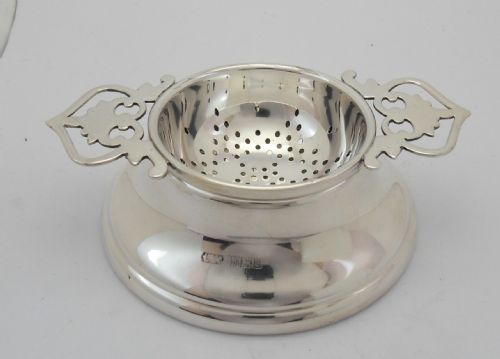 SUPERB SILVER TEA STRAINER STAND BIRMINGHAM 1965 - ADDITIONAL PHOTO 2