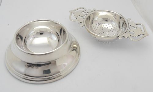 SUPERB SILVER TEA STRAINER STAND BIRMINGHAM 1965 - ADDITIONAL PHOTO 4
