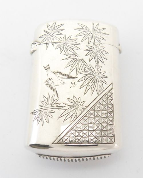 victorian aesthetic movement vesta case george unite - CATEGORY: ANTIQUE SILVER - DATED VICTORIAN