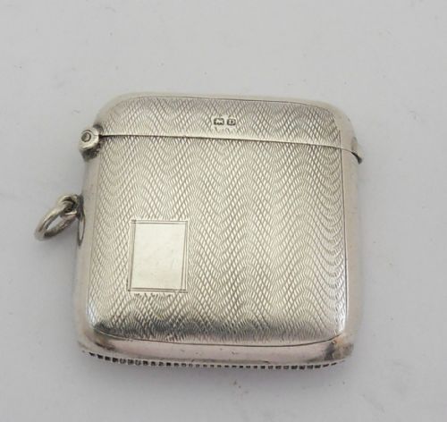 fine engine turned silver vesta case birmingham 1928 - CATEGORY: ANTIQUE SILVER - DATED 1930