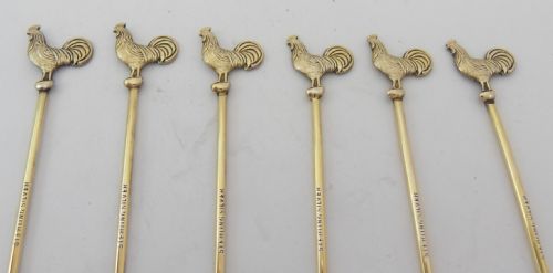 CASED SET OF 6 ART DECO COCKEREL COCKTAIL STICKS - ADDITIONAL PHOTO 6