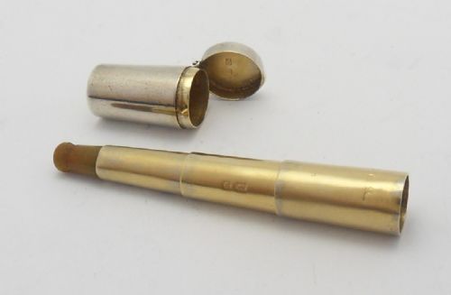 edwardian cased silver telescopic cigarette cheroot holder - CATEGORY: ANTIQUE SILVER - DATED EDWARDIAN
