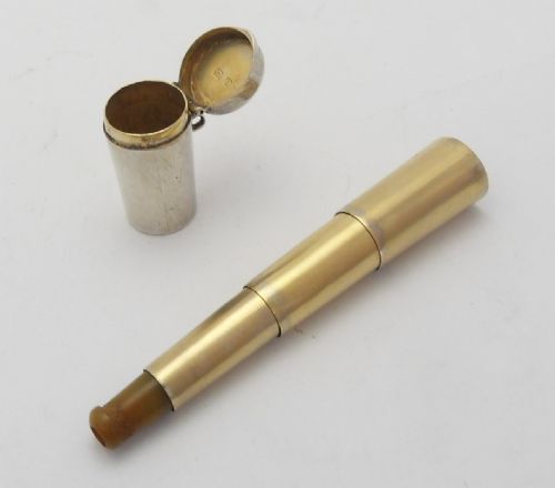 EDWARDIAN CASED SILVER TELESCOPIC CIGARETTE CHEROOT HOLDER - ADDITIONAL PHOTO 2