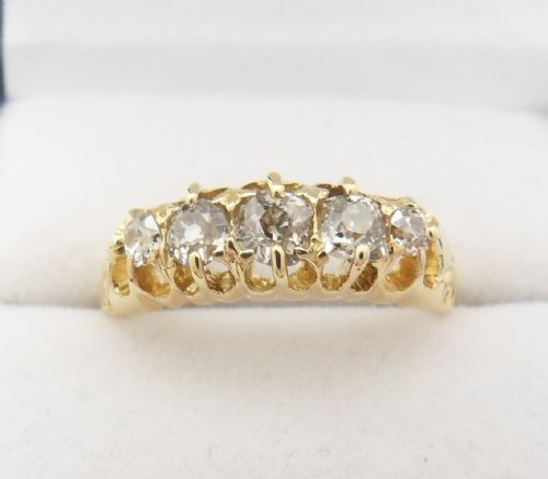 victorian 18ct gold 5 stone diamond ring london 1898 - CATEGORY: ANTIQUE JEWELLERY - DATED VICTORIAN