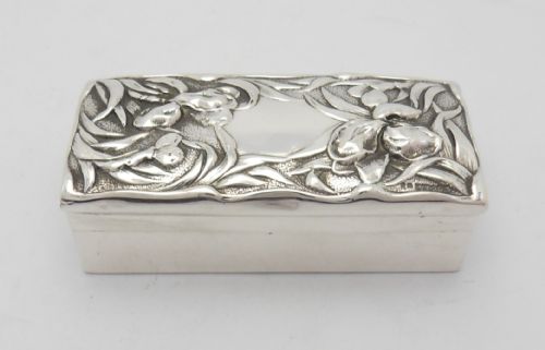 art nouveau silver ring box goldsmiths silversmiths - CATEGORY: ANTIQUE SILVER - DATED EDWARDIAN