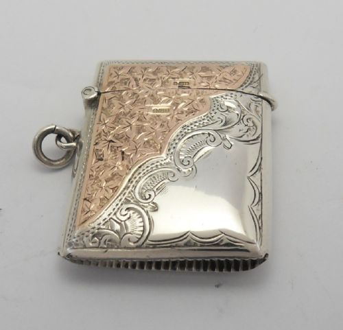 RARE EDWARDIAN SILVER AND 9CT GOLD VESTA CASE - ADDITIONAL PHOTO 1