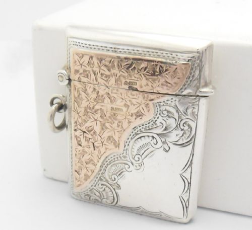 RARE EDWARDIAN SILVER AND 9CT GOLD VESTA CASE - ADDITIONAL PHOTO 2