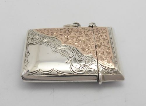 RARE EDWARDIAN SILVER AND 9CT GOLD VESTA CASE - ADDITIONAL PHOTO 3