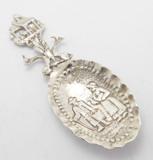 ORNATE EDWARDIAN SILVER CADDY SPOON LONDON 1909 - ADDITIONAL PHOTO 9