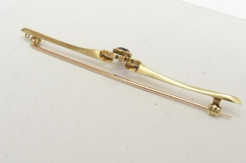 LOVELY EDWARDIAN AMETHYST SET 15CT GOLD BAR BROOCH - ADDITIONAL PHOTO 4