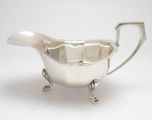 art deco silver sauce boat birmingham 1939 - CATEGORY: ANTIQUE SILVER - DATED 1930