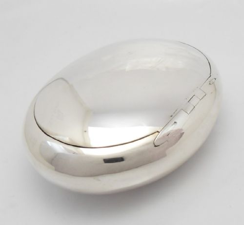 ANTIQUE SILVER PEBBLE SQUEEZE OPENING TOBACCO BOX BIRMINGHAM 1913 - ADDITIONAL PHOTO 6