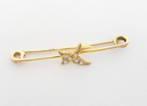 LATE VICTORIAN SEED PEARL SWALLOW BROOCH - ADDITIONAL PHOTO 4