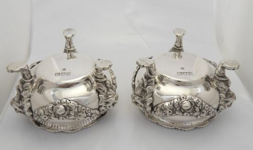 SUPERB PAIR OF EDWARDIAN SILVER SALTS LONDON 1901 - ADDITIONAL PHOTO 4
