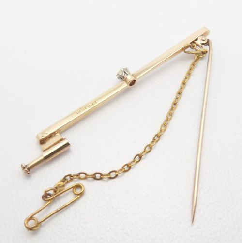 ANTIQUE DIAMOND SET BAR BROOCH PIN STAMPED PLAT 15CT - ADDITIONAL PHOTO 2