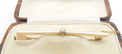 ANTIQUE DIAMOND SET BAR BROOCH PIN STAMPED PLAT 15CT - ADDITIONAL PHOTO 8