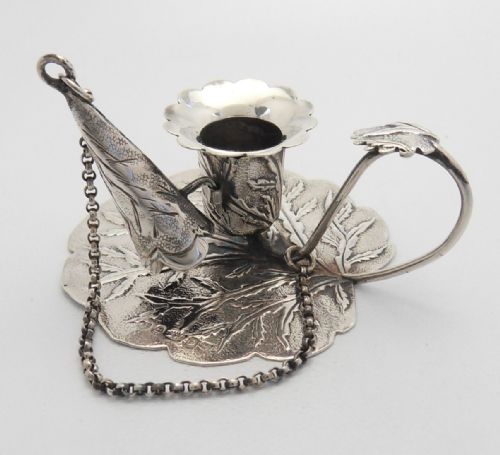 rare william iv silver leaf design chamberstick - CATEGORY: ANTIQUE SILVER - DATED GEORGIAN