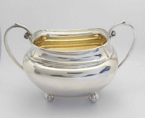 silver sugar bowl gilt interior sheffield 1917 - CATEGORY: ANTIQUE SILVER - DATED 1920