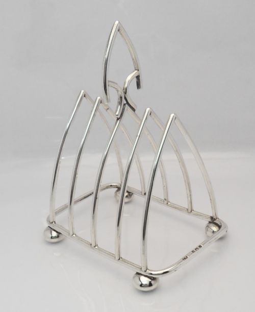 fine edwardian silver gothic toast rack - CATEGORY: ANTIQUE SILVER - DATED EDWARDIAN