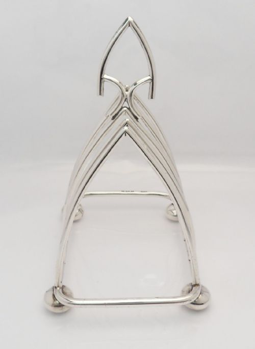 FINE EDWARDIAN SILVER GOTHIC TOAST RACK - ADDITIONAL PHOTO 3