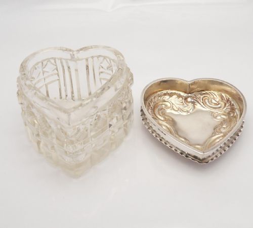 VICTORIAN HEART SHAPED CUT GLASS SILVER POT - ADDITIONAL PHOTO 10