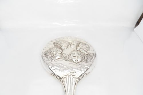 EDWARDIAN REYNOLD'S ANGELS HAND HELD SILVER MIRROR - ADDITIONAL PHOTO 12