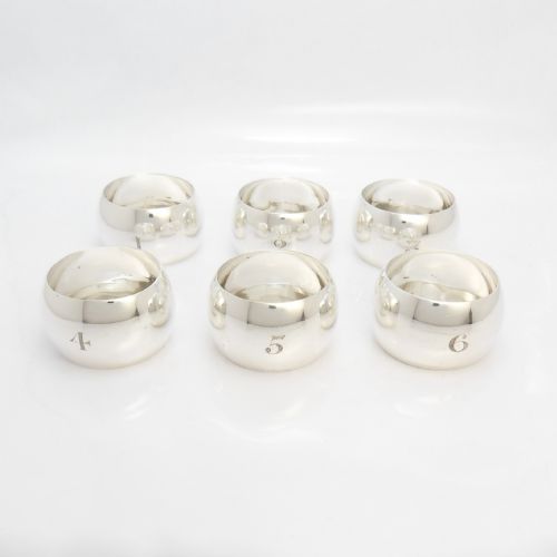 SET OF 6 SILVER NUMBERED NAPKIN RINGS SHEFFIELD 1921 WALKER HALL - ADDITIONAL PHOTO 1
