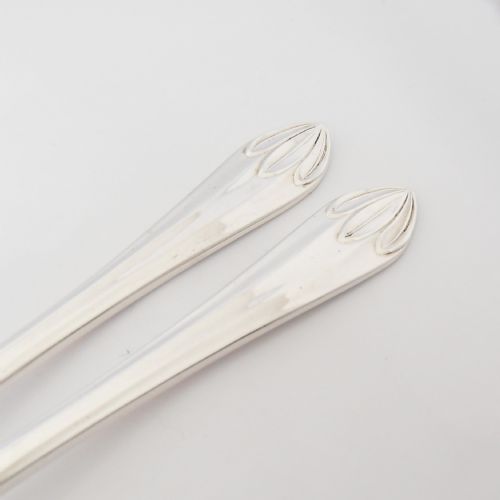 CASED SET OF ART DECO SILVER LOTUS PATTERN SERVERS - ADDITIONAL PHOTO 2