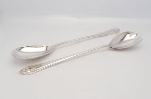 CASED SET OF ART DECO SILVER LOTUS PATTERN SERVERS - ADDITIONAL PHOTO 6